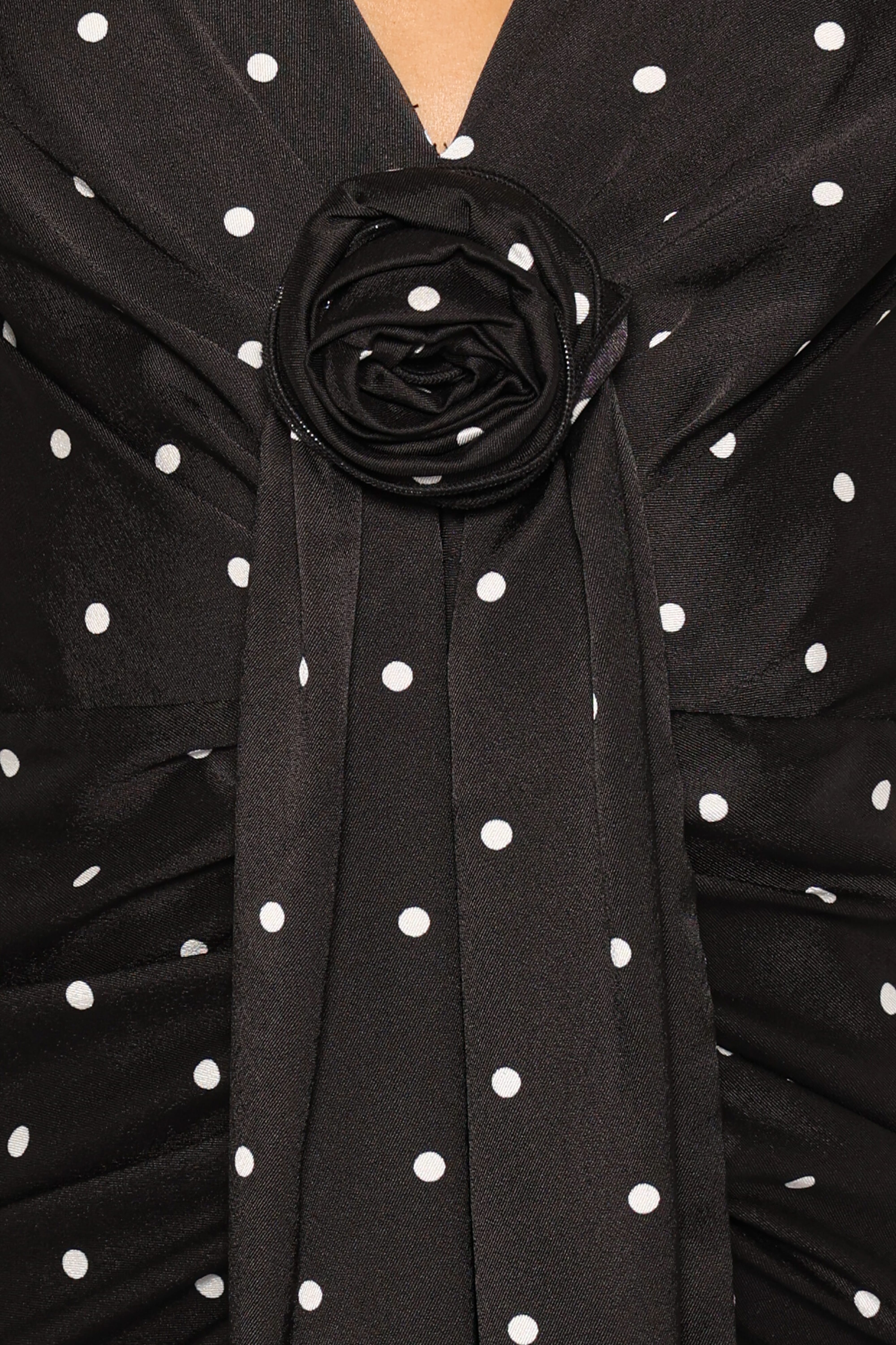 Eluna Midi Dress - Black/Cream Polka Dot