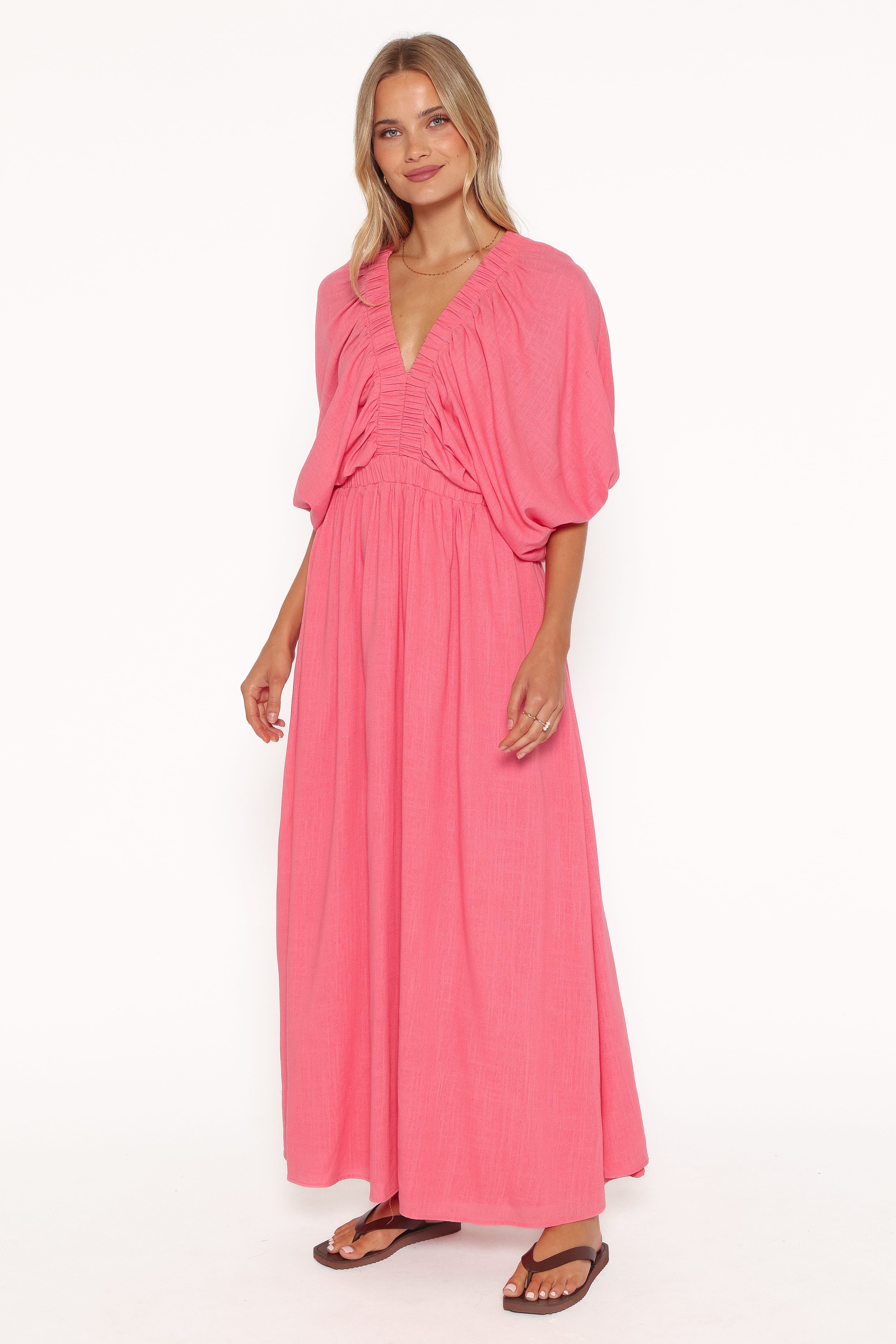 Gianna Puff Sleeve Maxi Dress - Pink