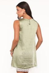 Gretel Mini Dress - Green/Cream
