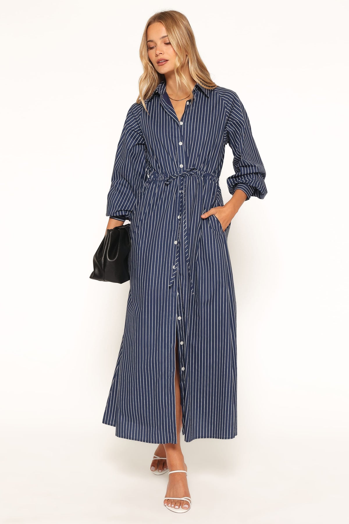 Hansel Long Sleeve Maxi Dress - Navy Stripe