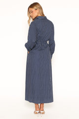 Hansel Long Sleeve Maxi Dress - Navy Stripe