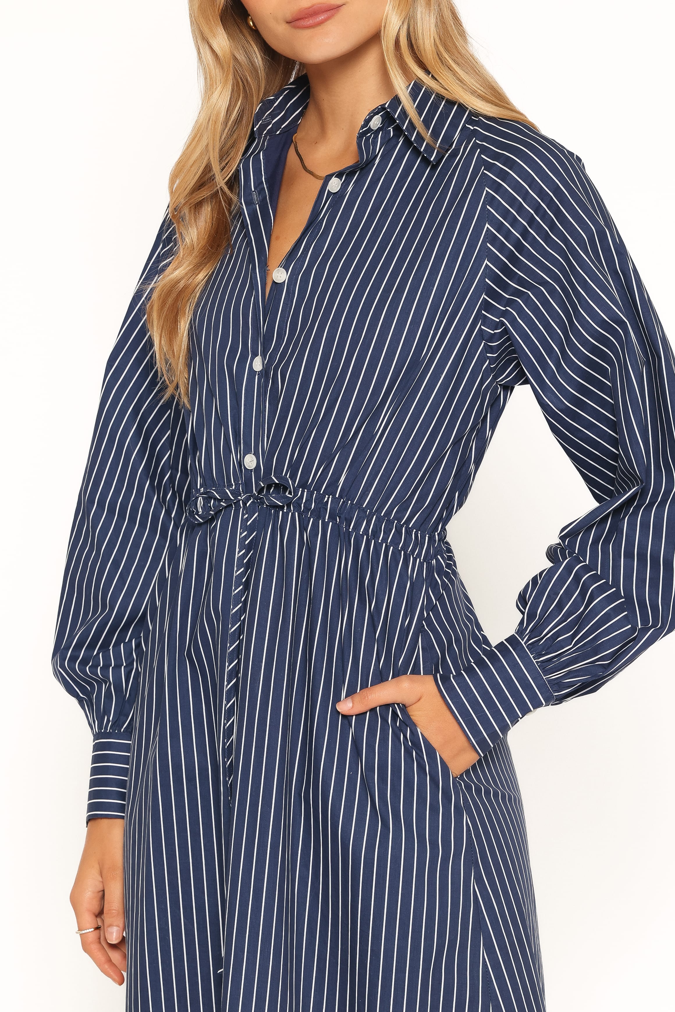 Hansel Long Sleeve Maxi Dress - Navy Stripe
