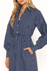 Hansel Long Sleeve Maxi Dress - Navy Stripe