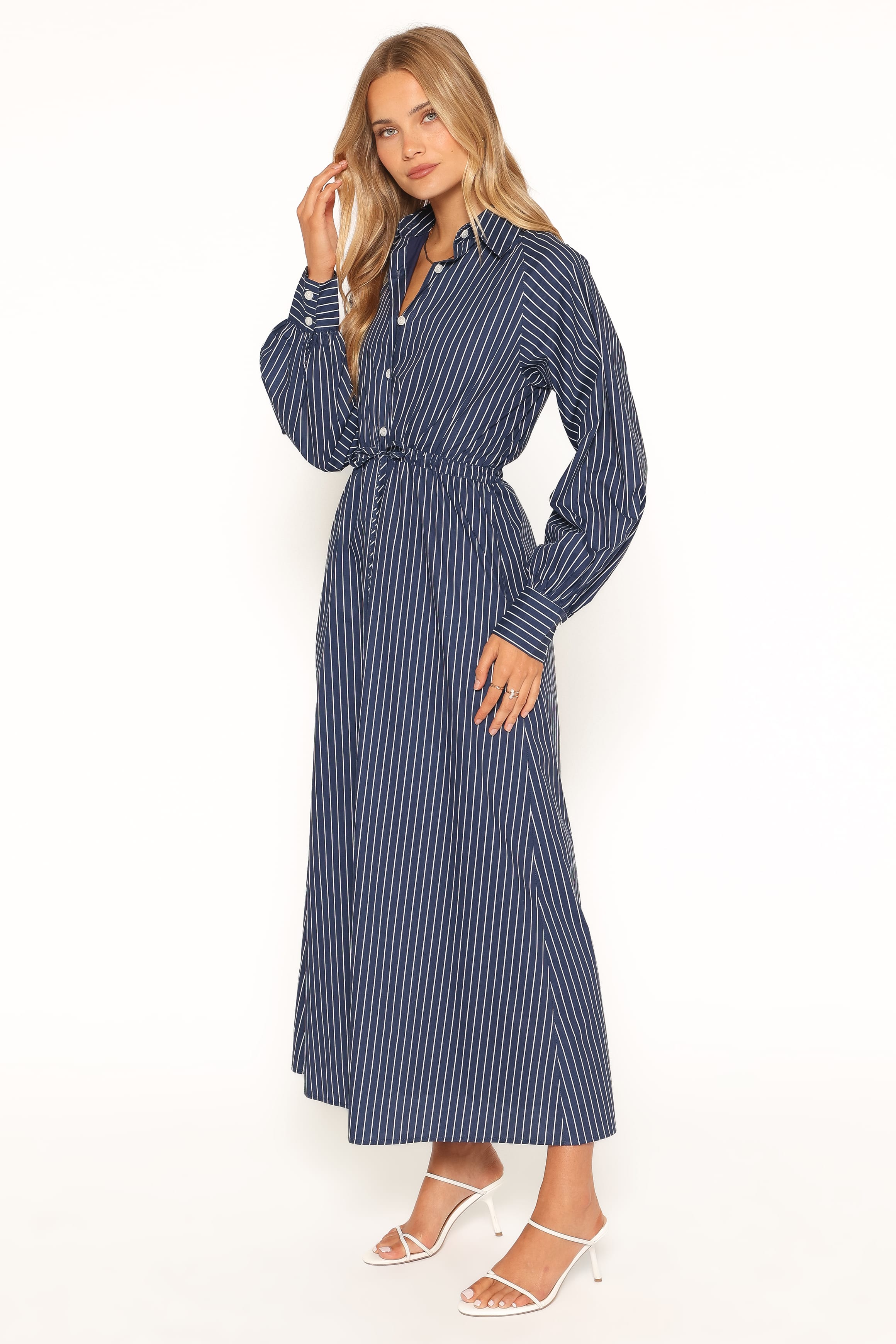 Hansel Long Sleeve Maxi Dress - Navy Stripe