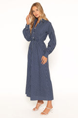 Hansel Long Sleeve Maxi Dress - Navy Stripe