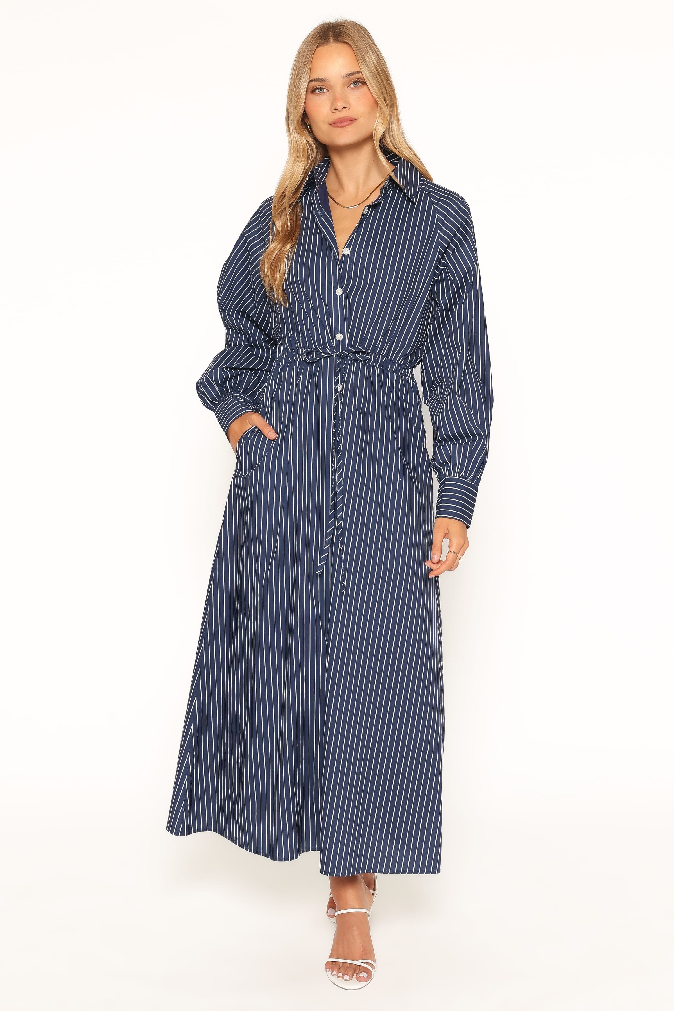 Hansel Long Sleeve Maxi Dress - Navy Stripe