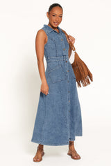 Jye Maxi Dress - Med Denim