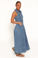 Jye Maxi Dress - Med Denim