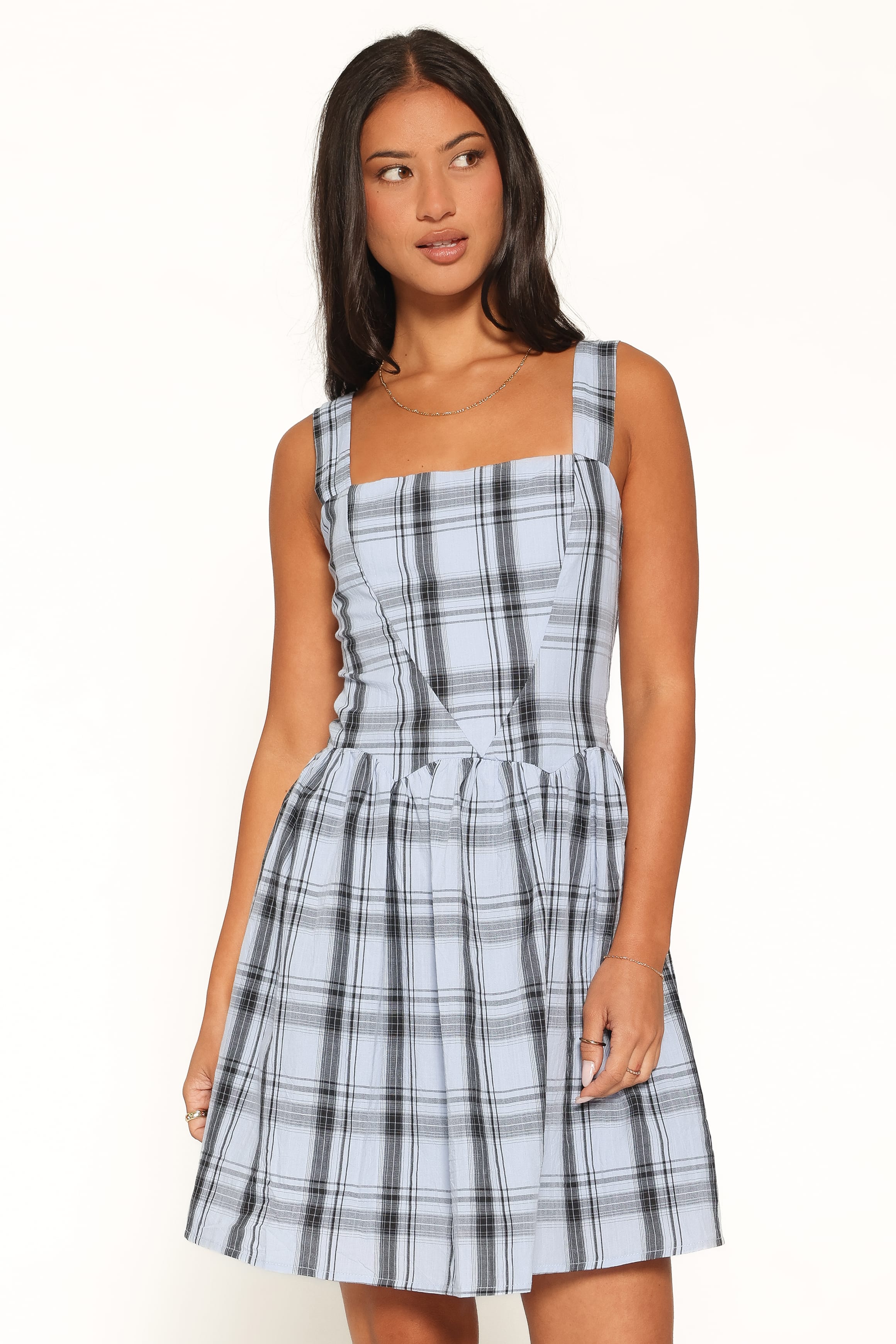 Kepler Mini Dress - Icy Blue Plaid