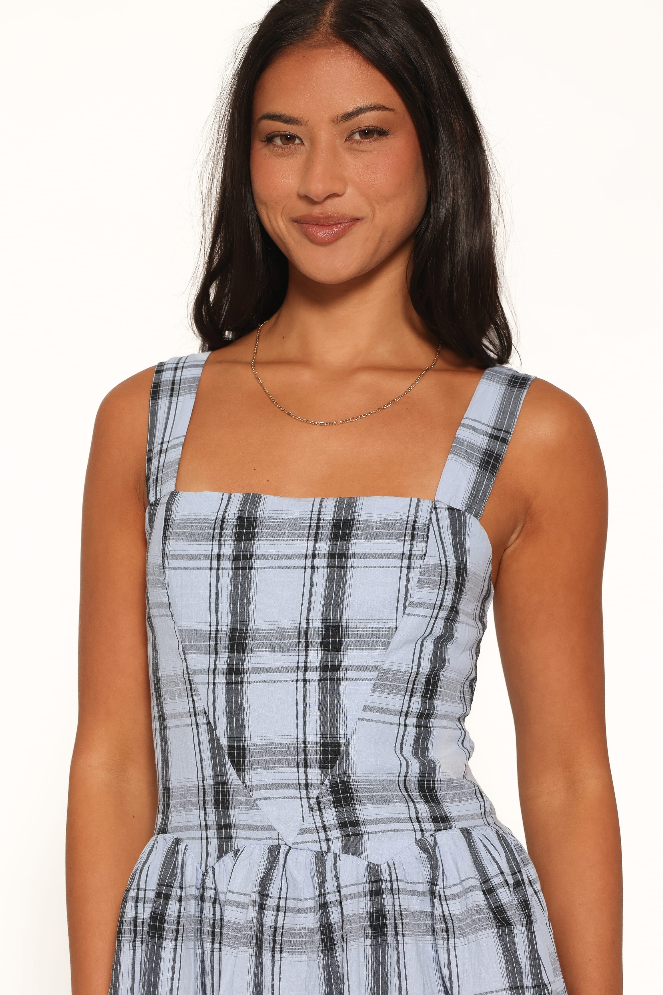 Kepler Mini Dress - Icy Blue Plaid
