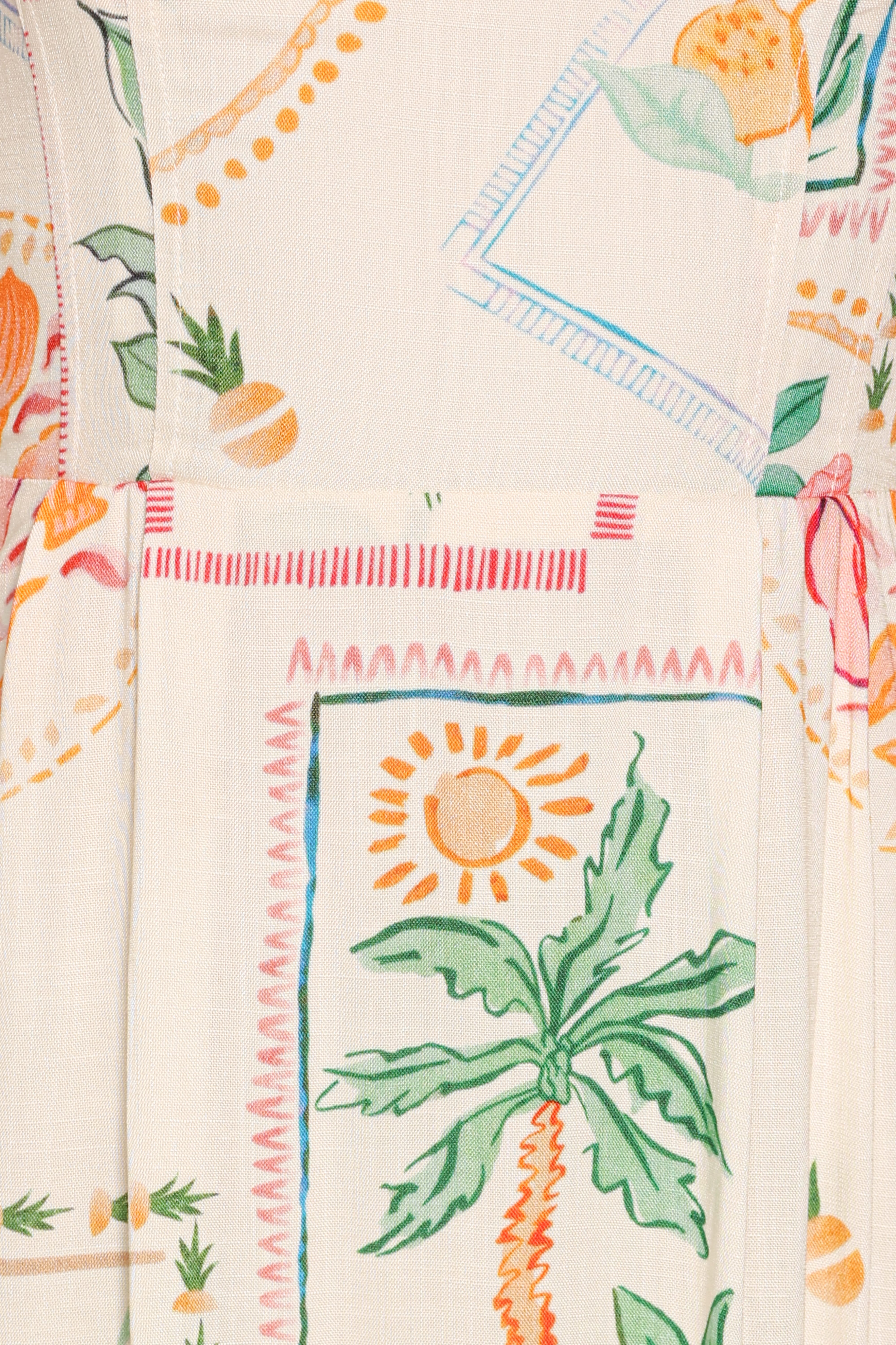 Lindon Strapless Maxi Dress - Cream Palm Print