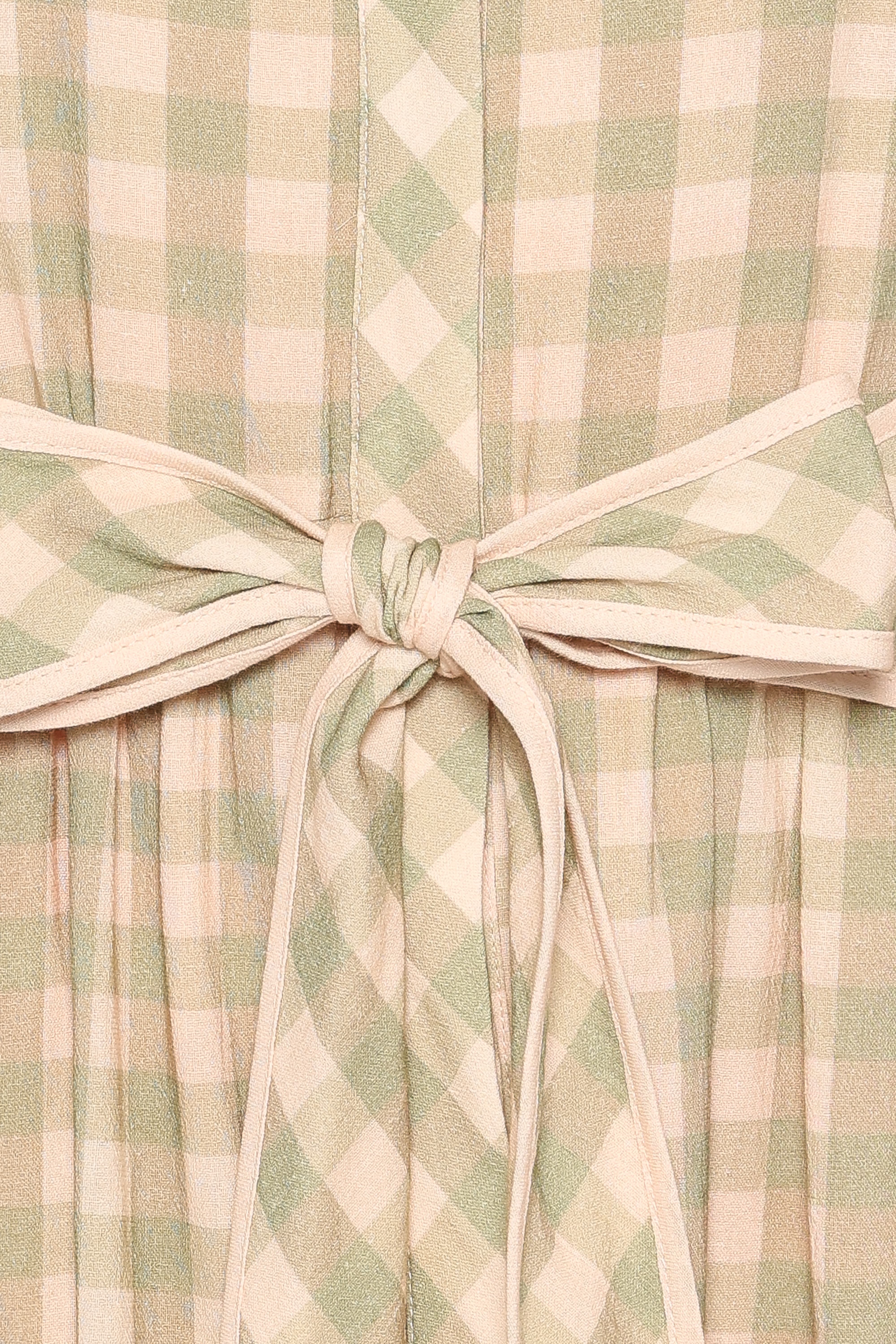 Lorry Tie Front Mini Dress - Green/Pink Gingham