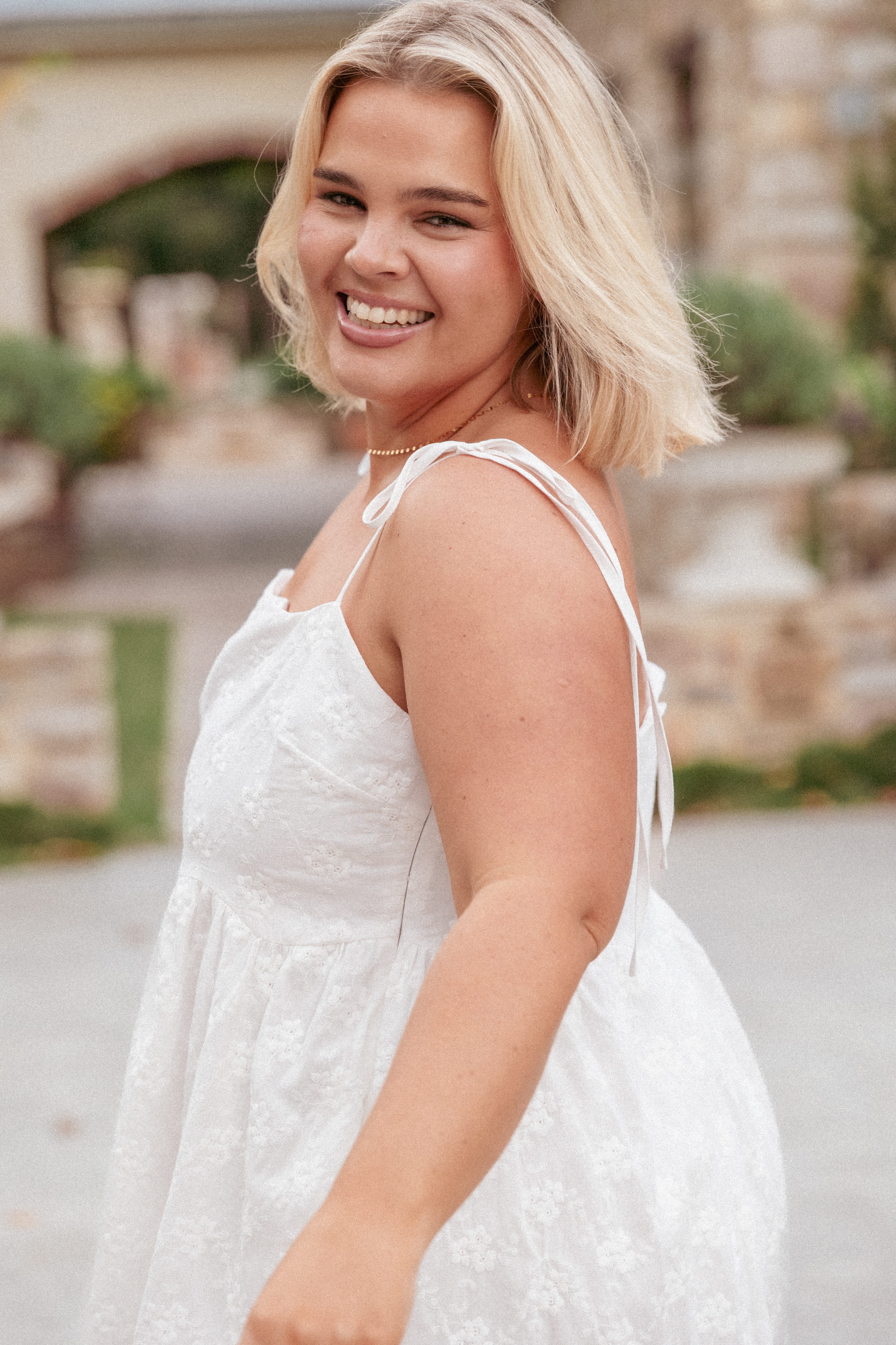 Lynne Mini Dress - White Broderie