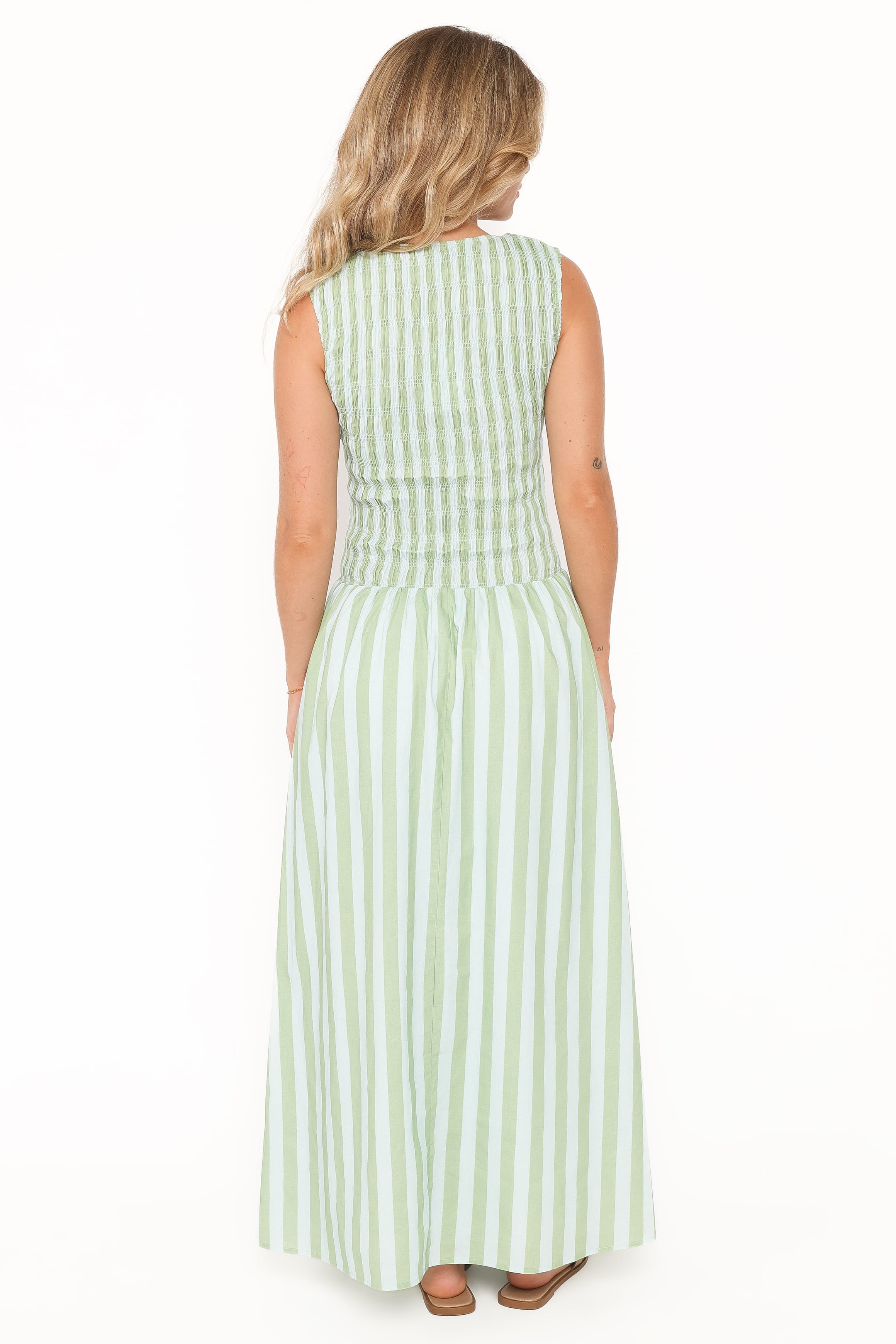 Maleny Maxi Dress - Blue/Green Stripe