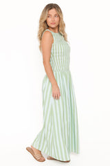 Maleny Maxi Dress - Blue/Green Stripe