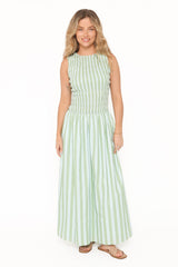 Maleny Maxi Dress - Blue/Green Stripe