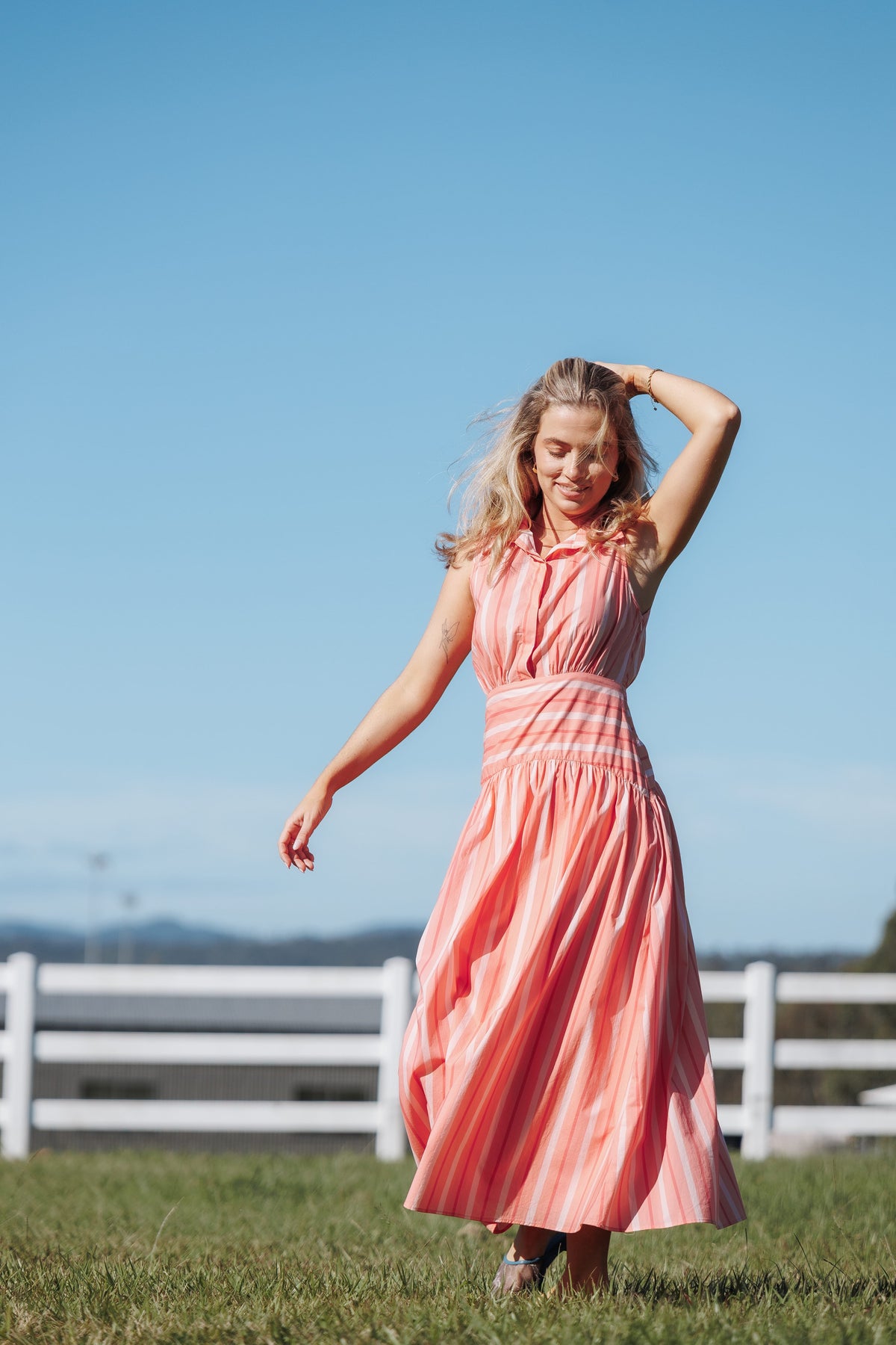 Myranda Midi Dress - Pink Stripe