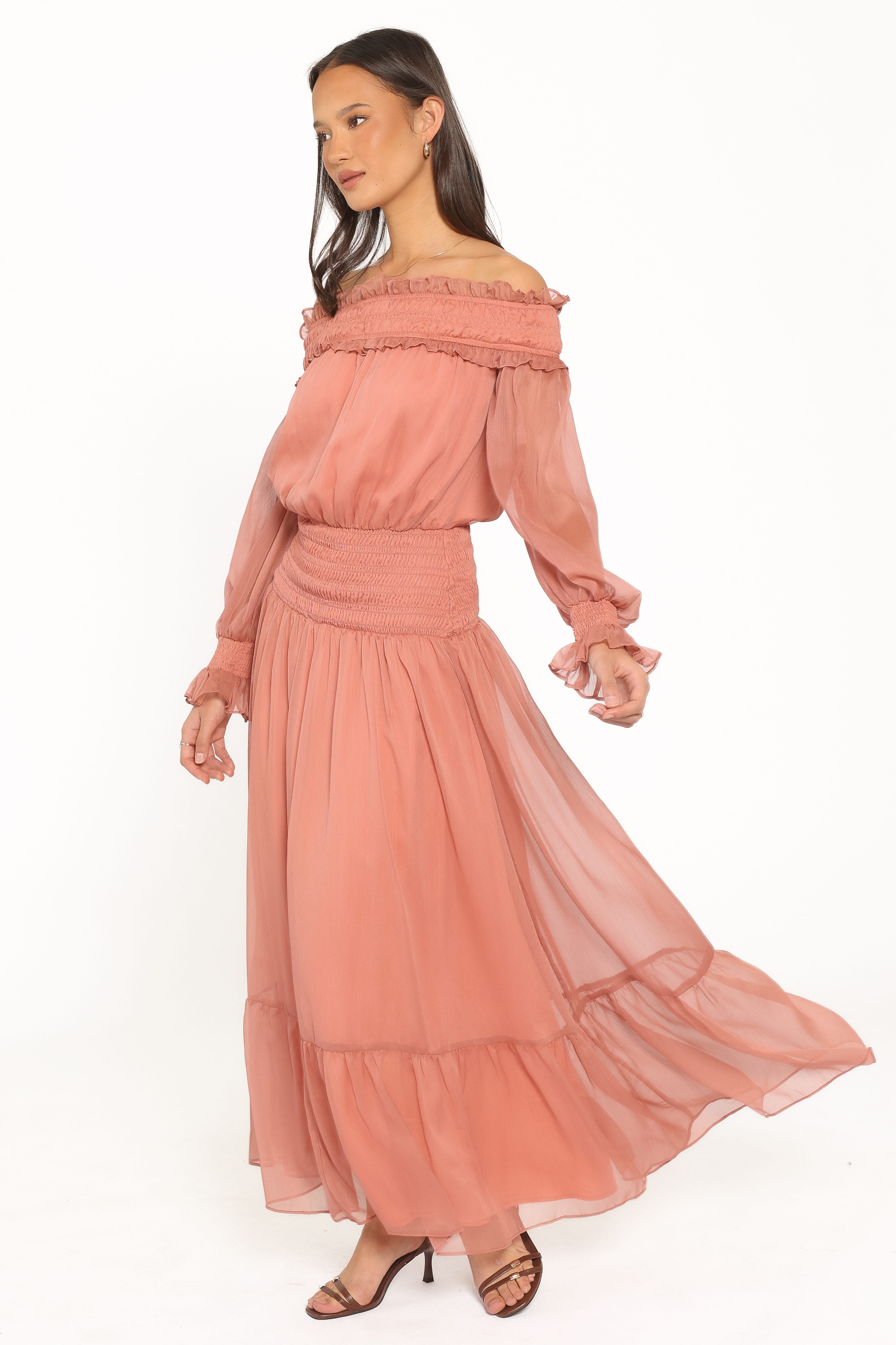 Paris Off Shoulder Maxi Dress - Vintage Mauve