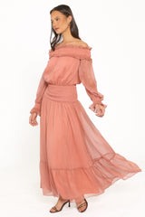 Paris Off Shoulder Maxi Dress - Vintage Mauve