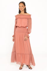 Paris Off Shoulder Maxi Dress - Vintage Mauve