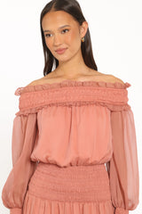Paris Off Shoulder Maxi Dress - Vintage Mauve