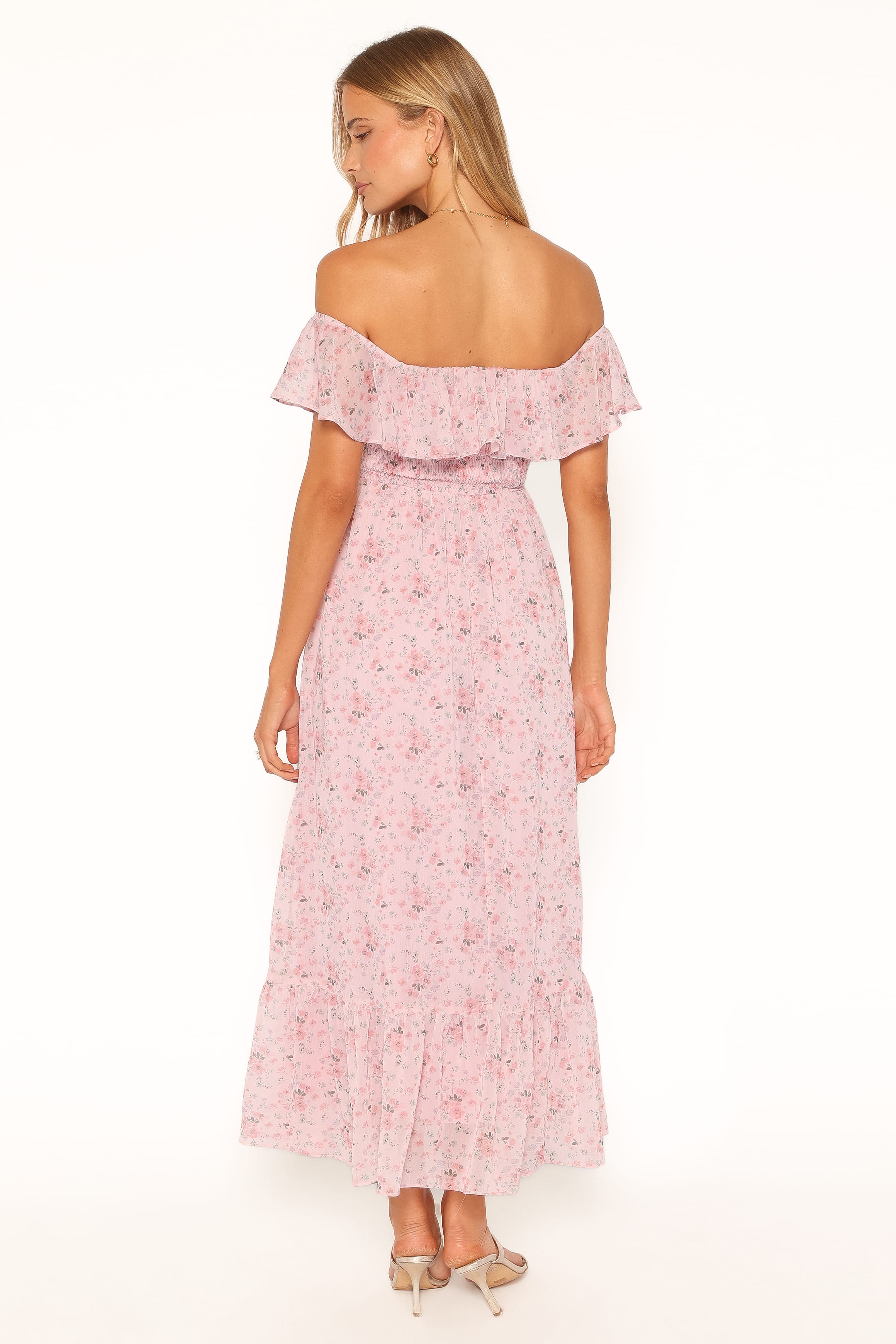 Priscilla Strapless Midi Dress - Pink Floral