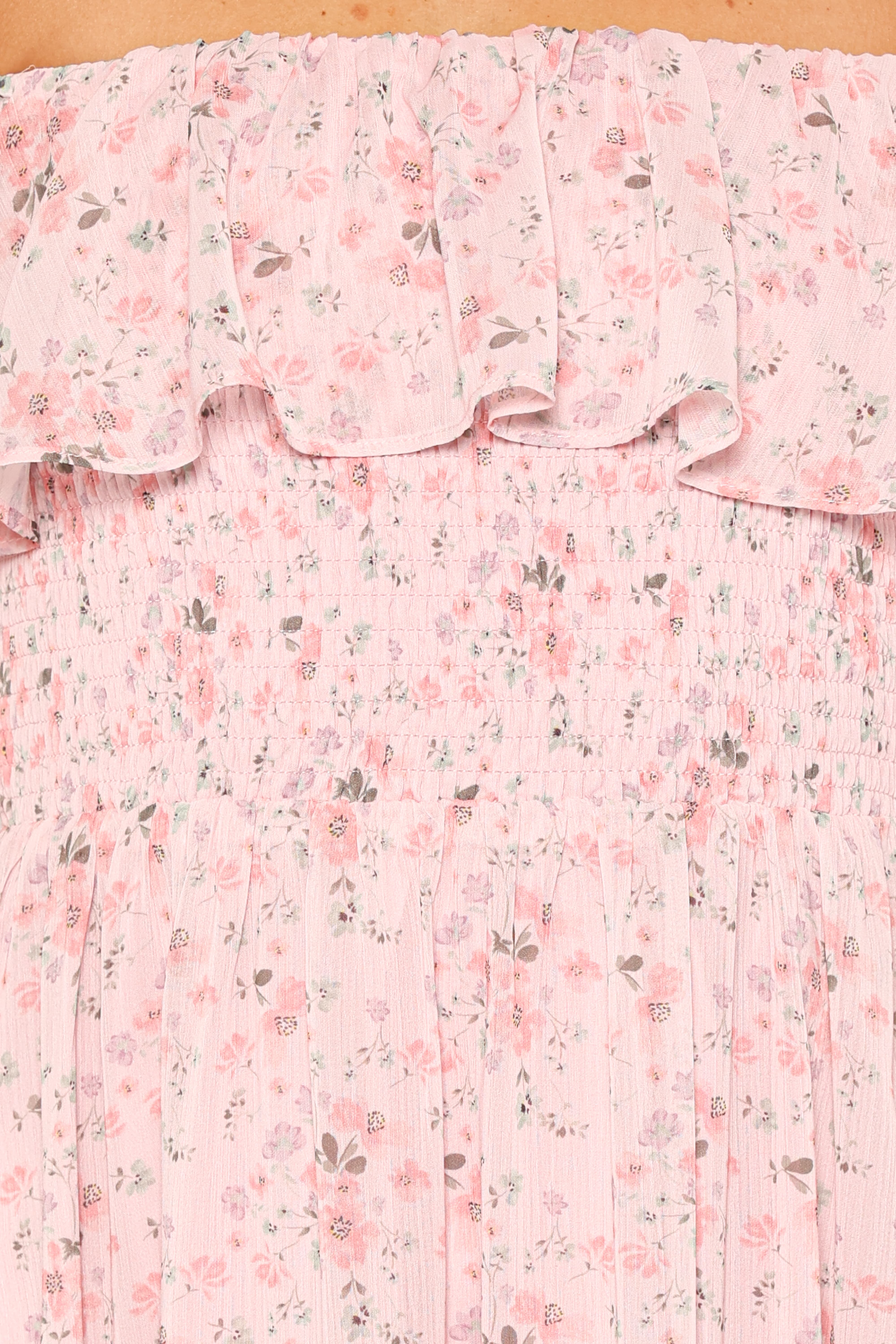 Priscilla Strapless Midi Dress - Pink Floral
