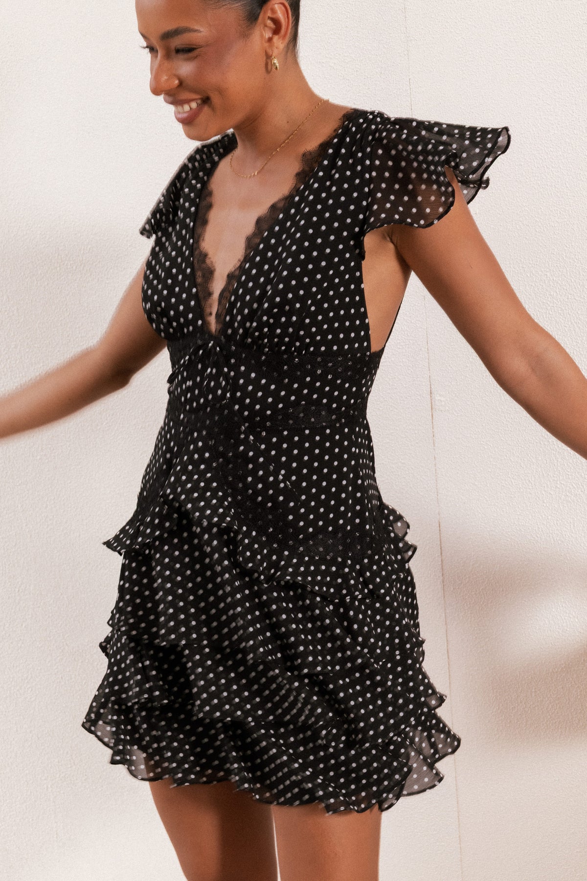 Saint Mini Dress - Black Polka Dot