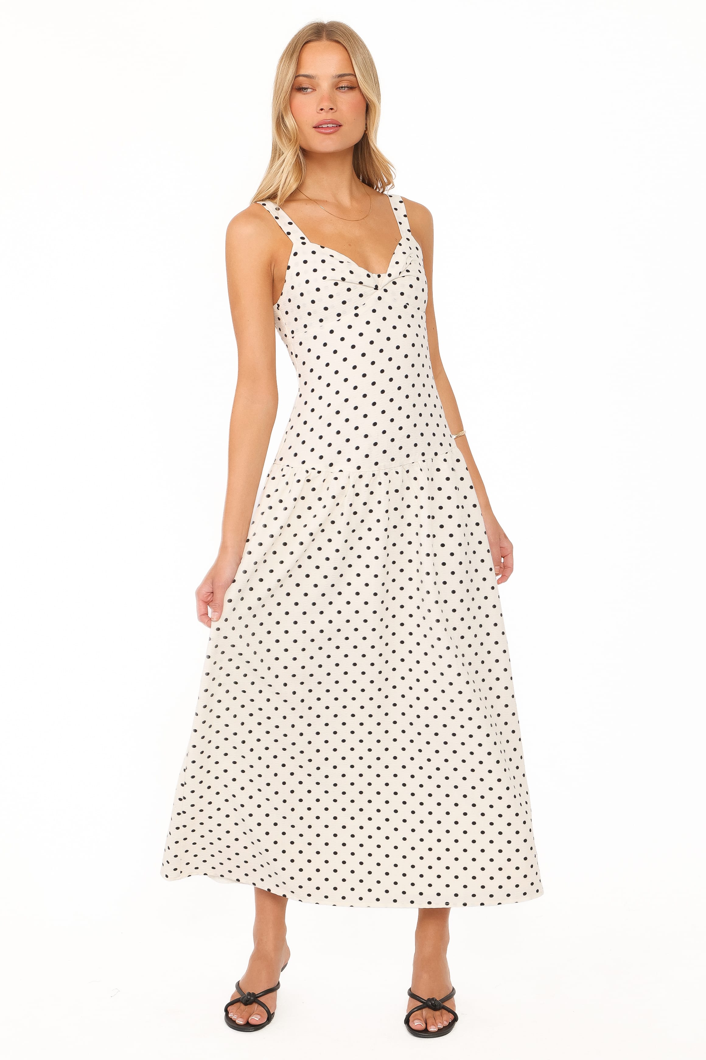 Sophina Midi Dress - Black Polka Dot