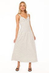 Sophina Midi Dress - Black Polka Dot