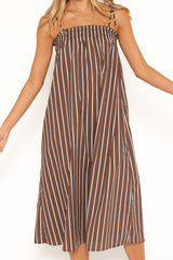 Talita Maxi Dress - Brown/Blue Stripe