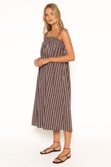 Talita Maxi Dress - Brown/Blue Stripe