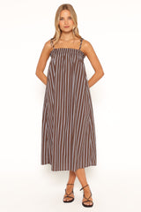 Talita Maxi Dress - Brown/Blue Stripe