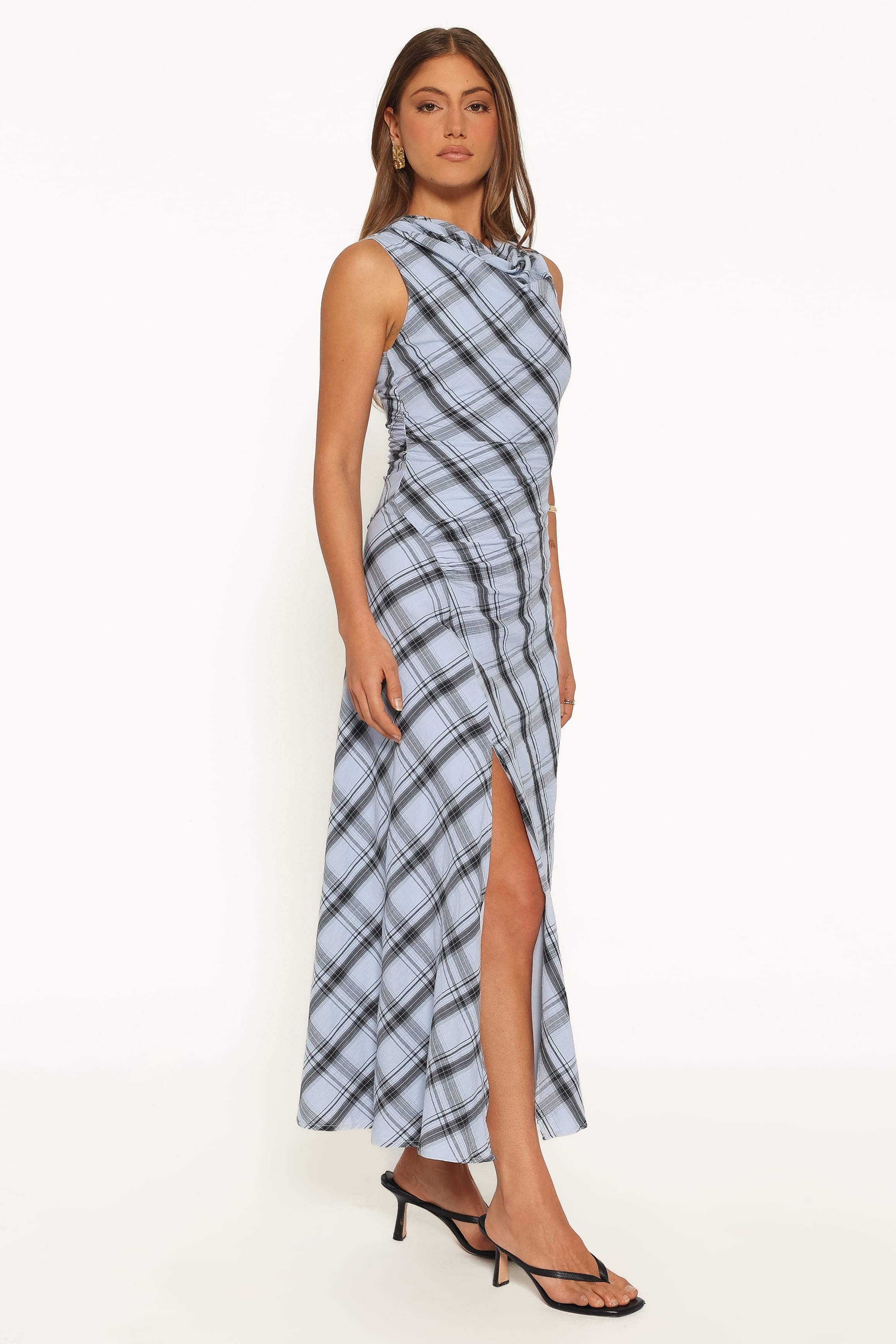West Midi Dress - Icy Blue Plaid