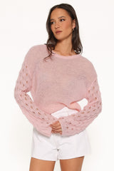 Janina Open Stitch Sweater - Pink