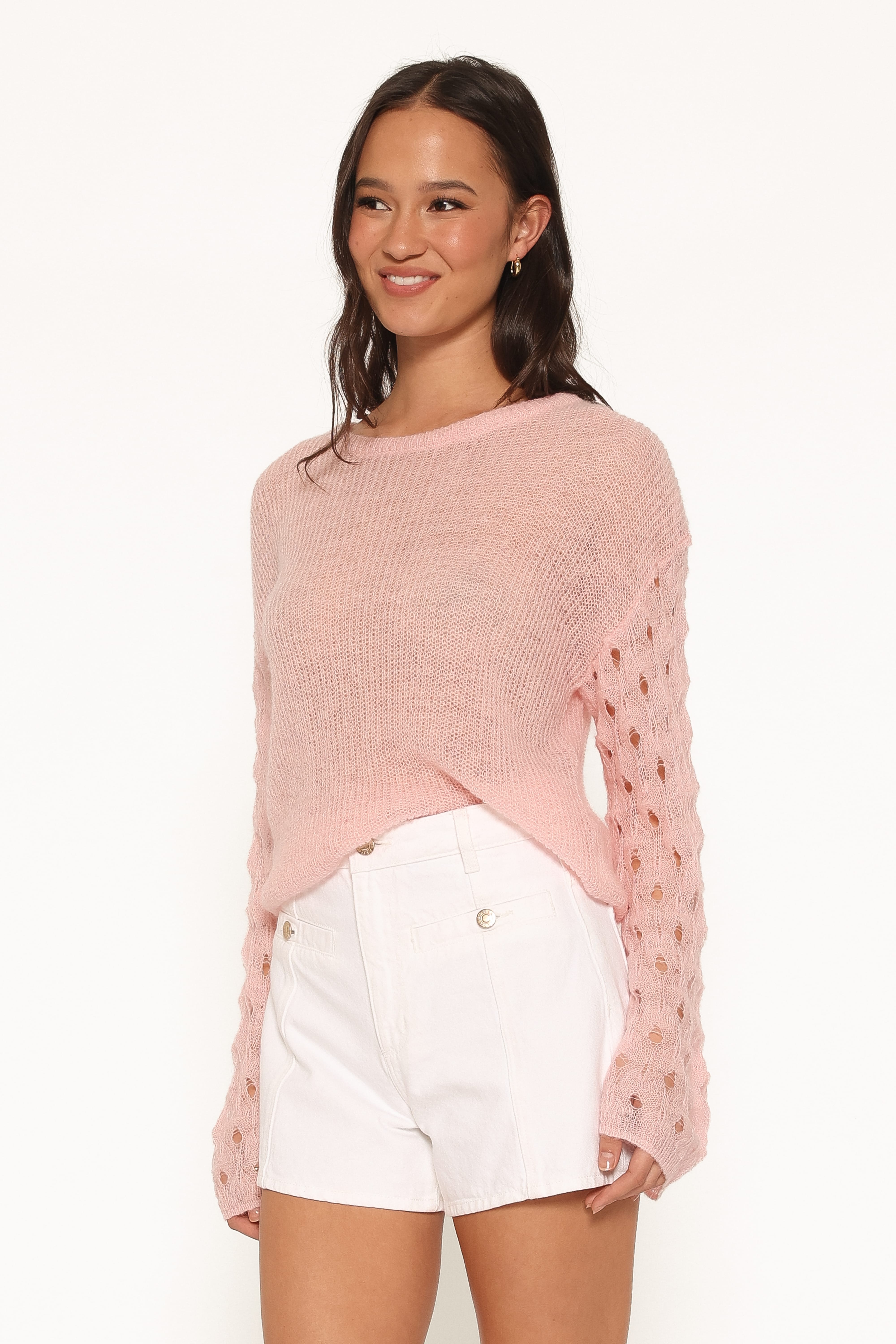 Janina Open Stitch Sweater - Pink