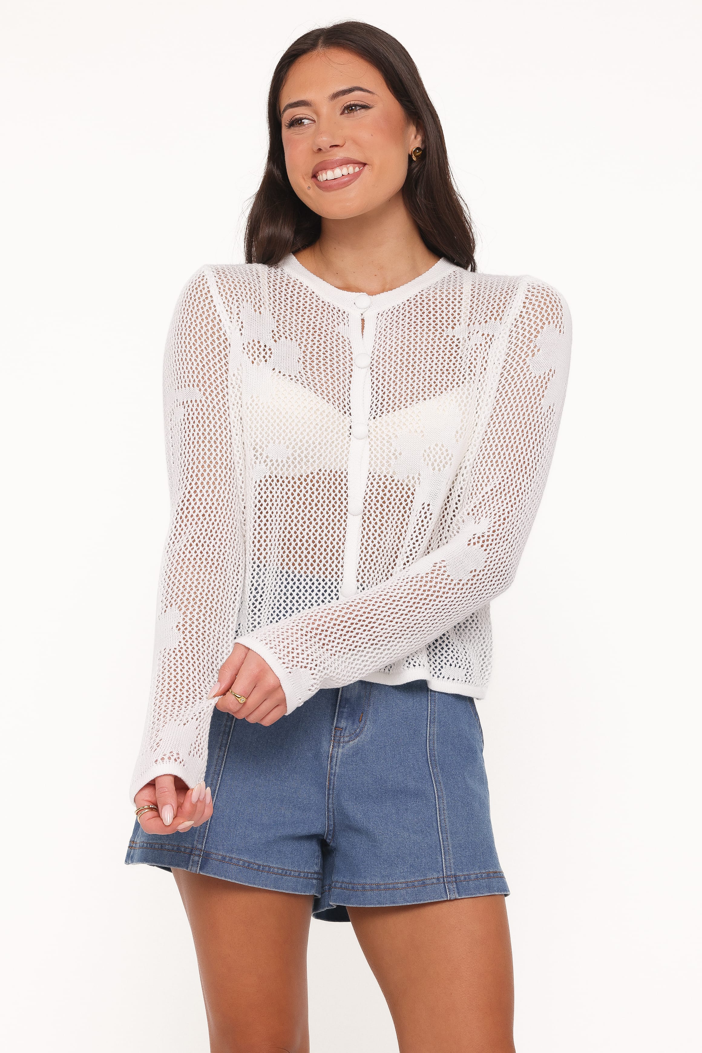 Maddox Open Stitch Cardigan - White