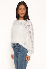 Tyler Pointelle Sweater - White