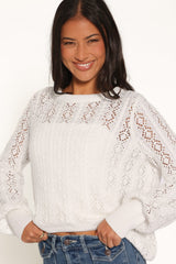 Tyler Pointelle Sweater - White