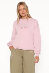 Cayley Patchwork Sweatshirt - Pink Cherry