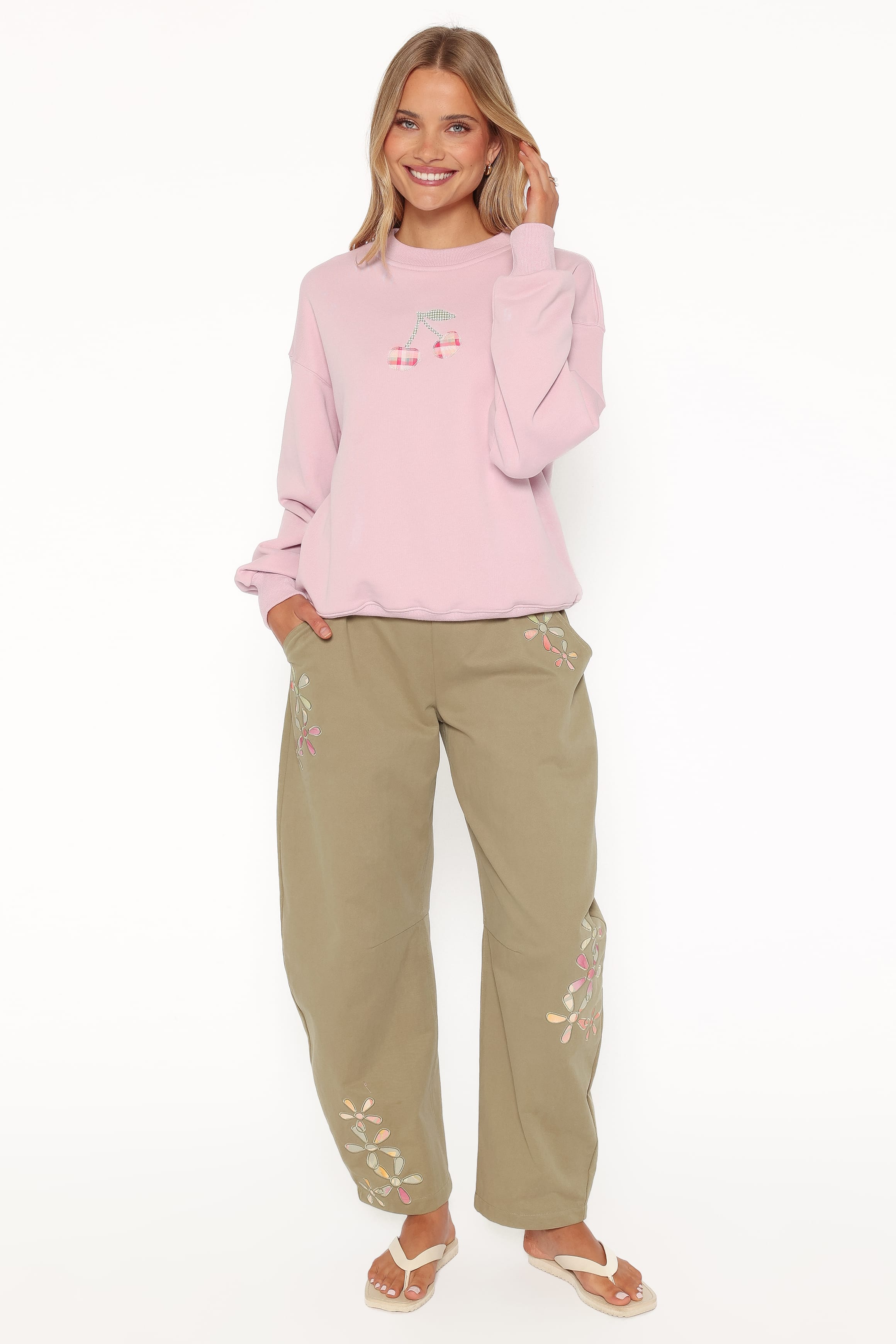 Cayley Patchwork Sweatshirt - Pink Cherry