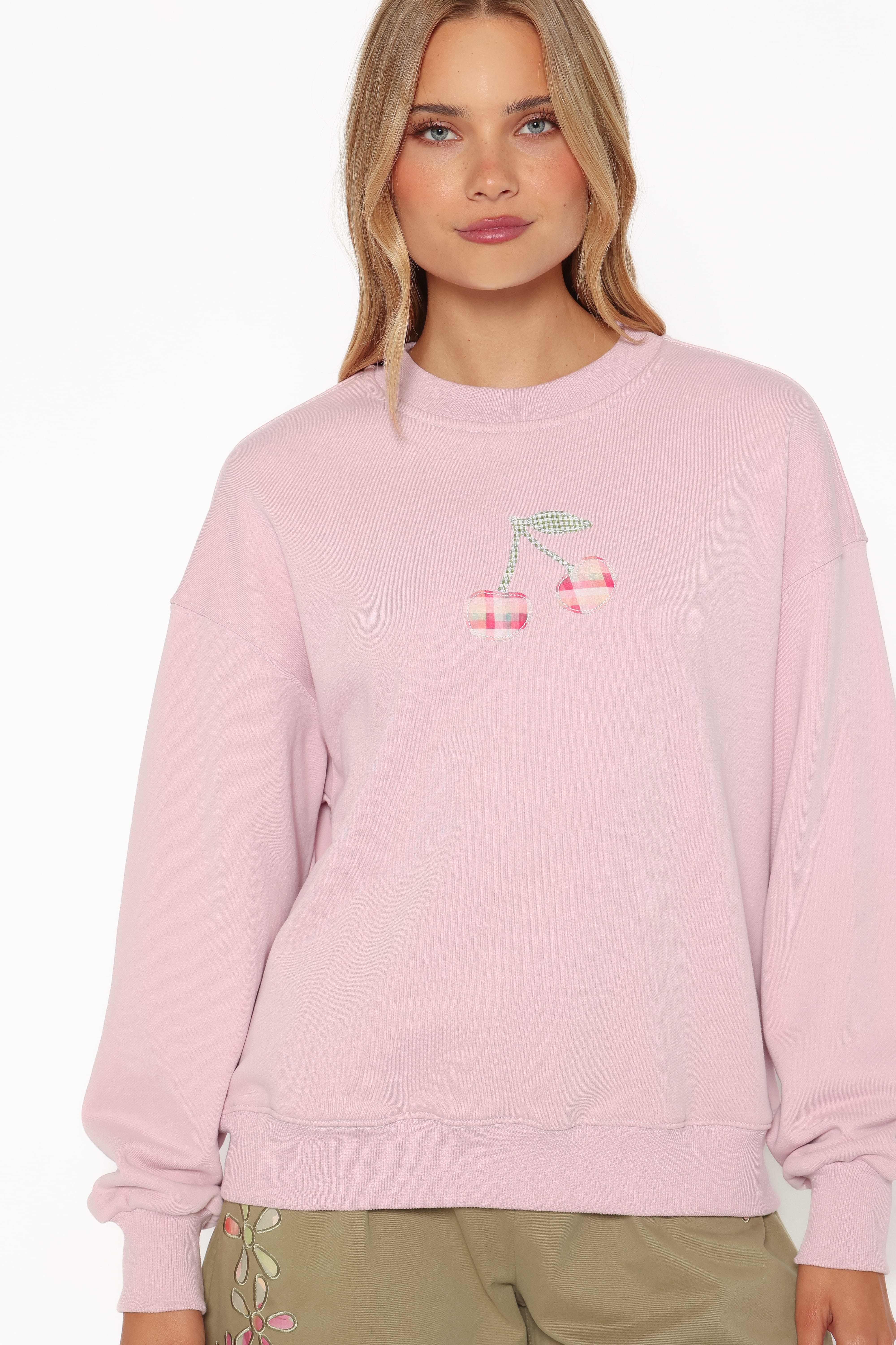 Cayley Patchwork Sweatshirt - Pink Cherry