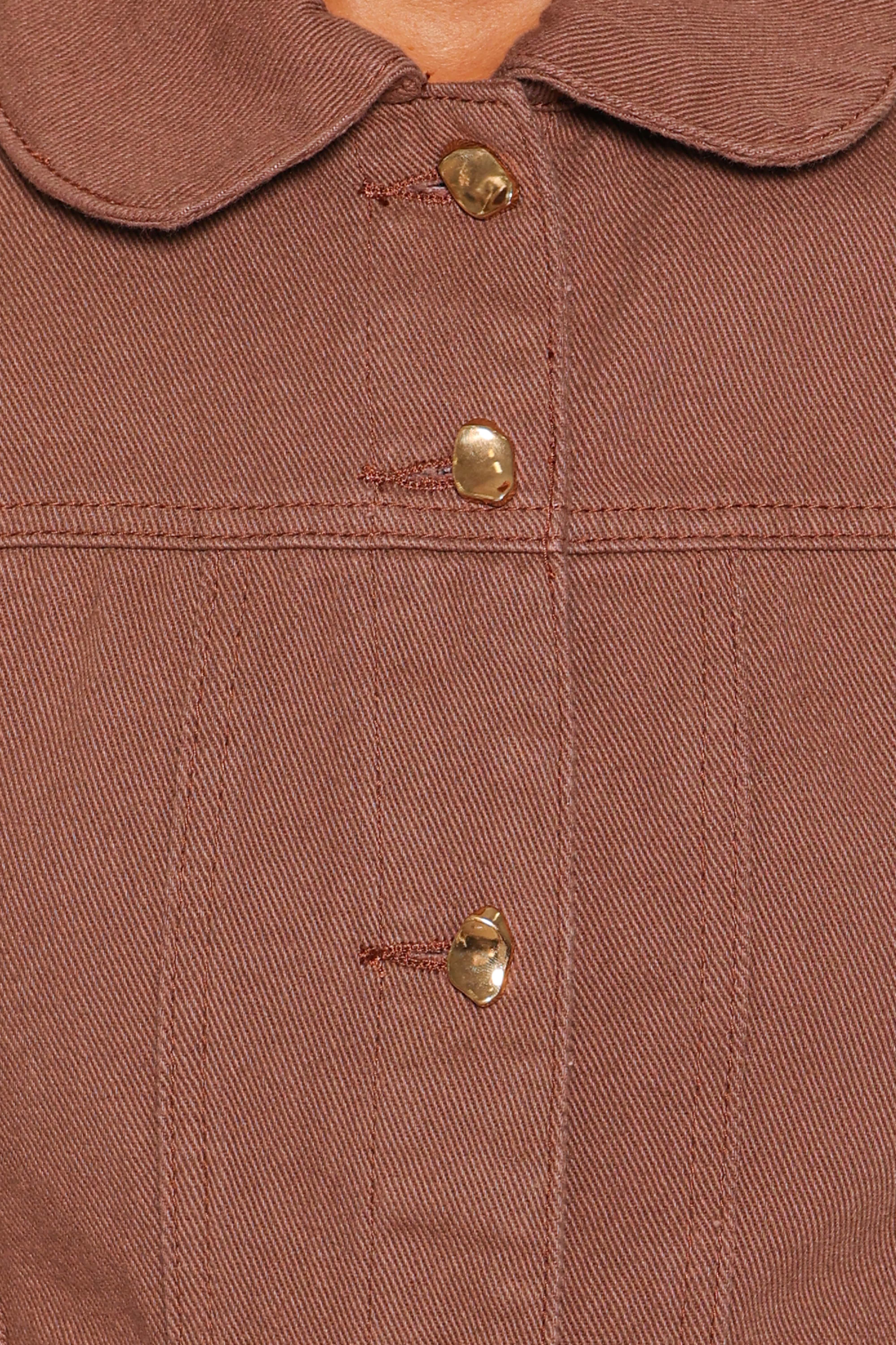 Faven Cropped Denim Jacket - Chocolate Brown