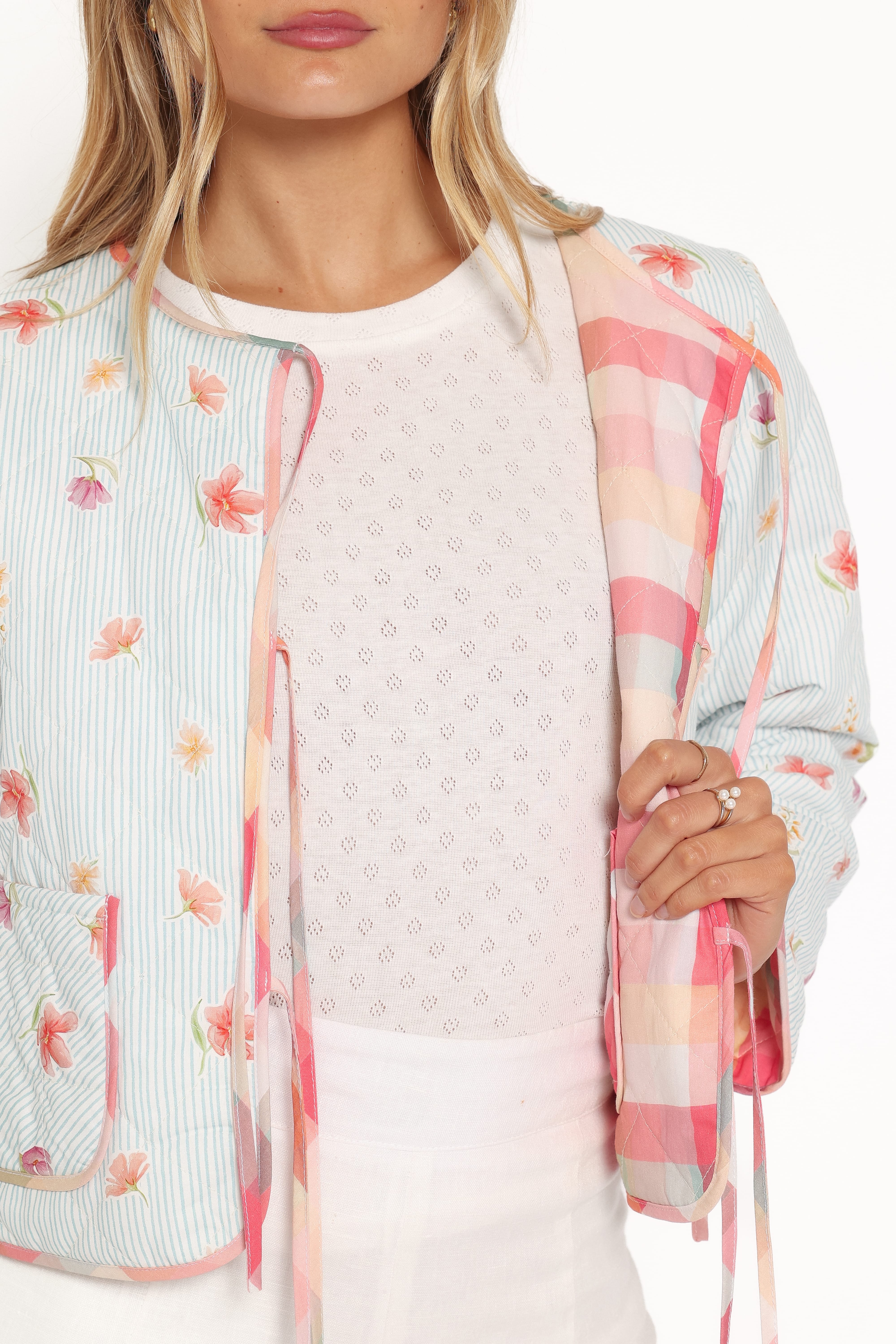 Percy Reversible Quilted Jacket - Blue Garden Stripe