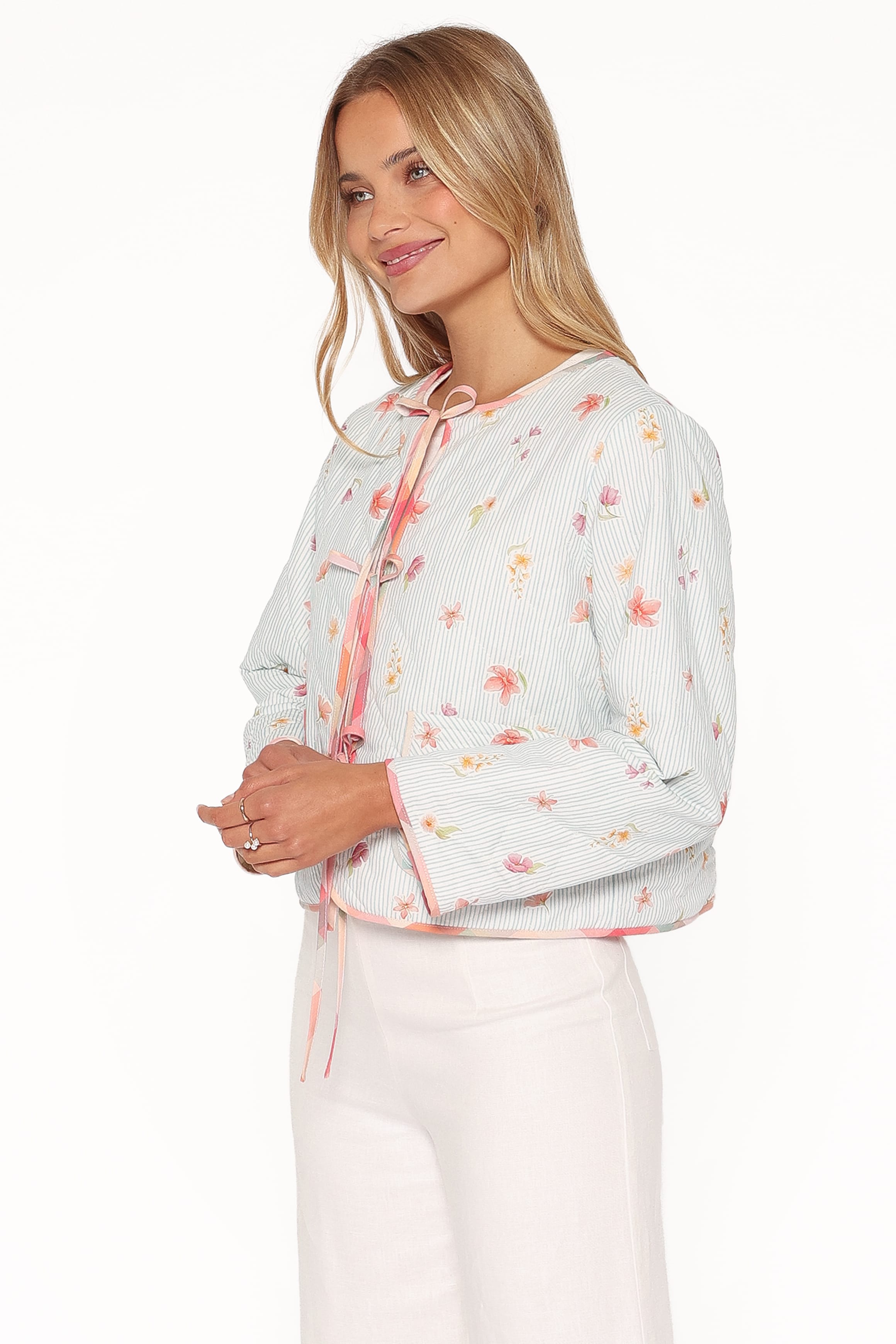 Percy Reversible Quilted Jacket - Blue Garden Stripe
