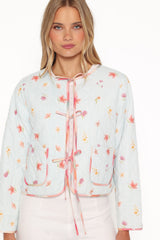 Percy Reversible Quilted Jacket - Blue Garden Stripe