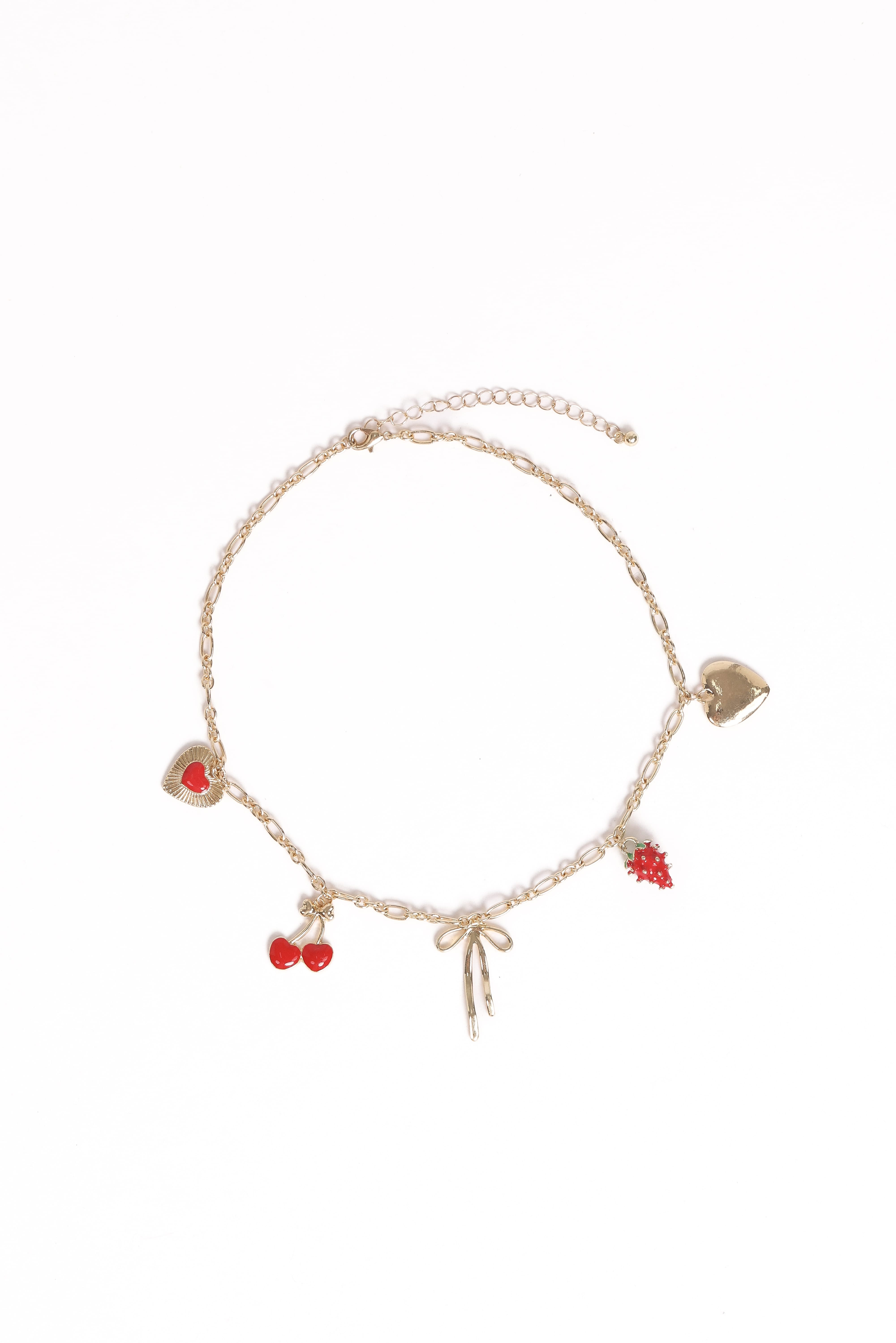 Alyssa Charm Necklace - Gold/Red