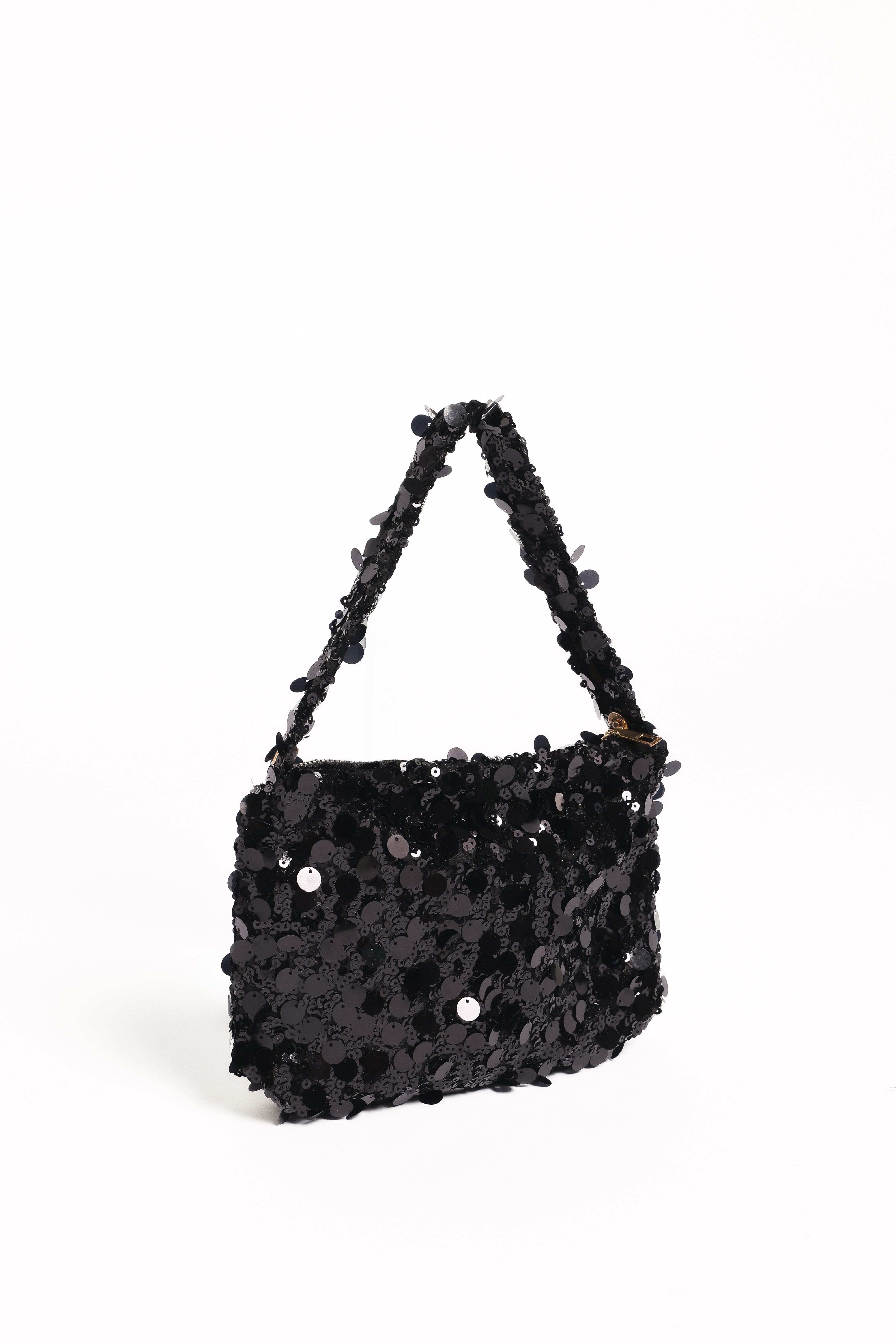Annika Sequin Shoulder Bag - Black
