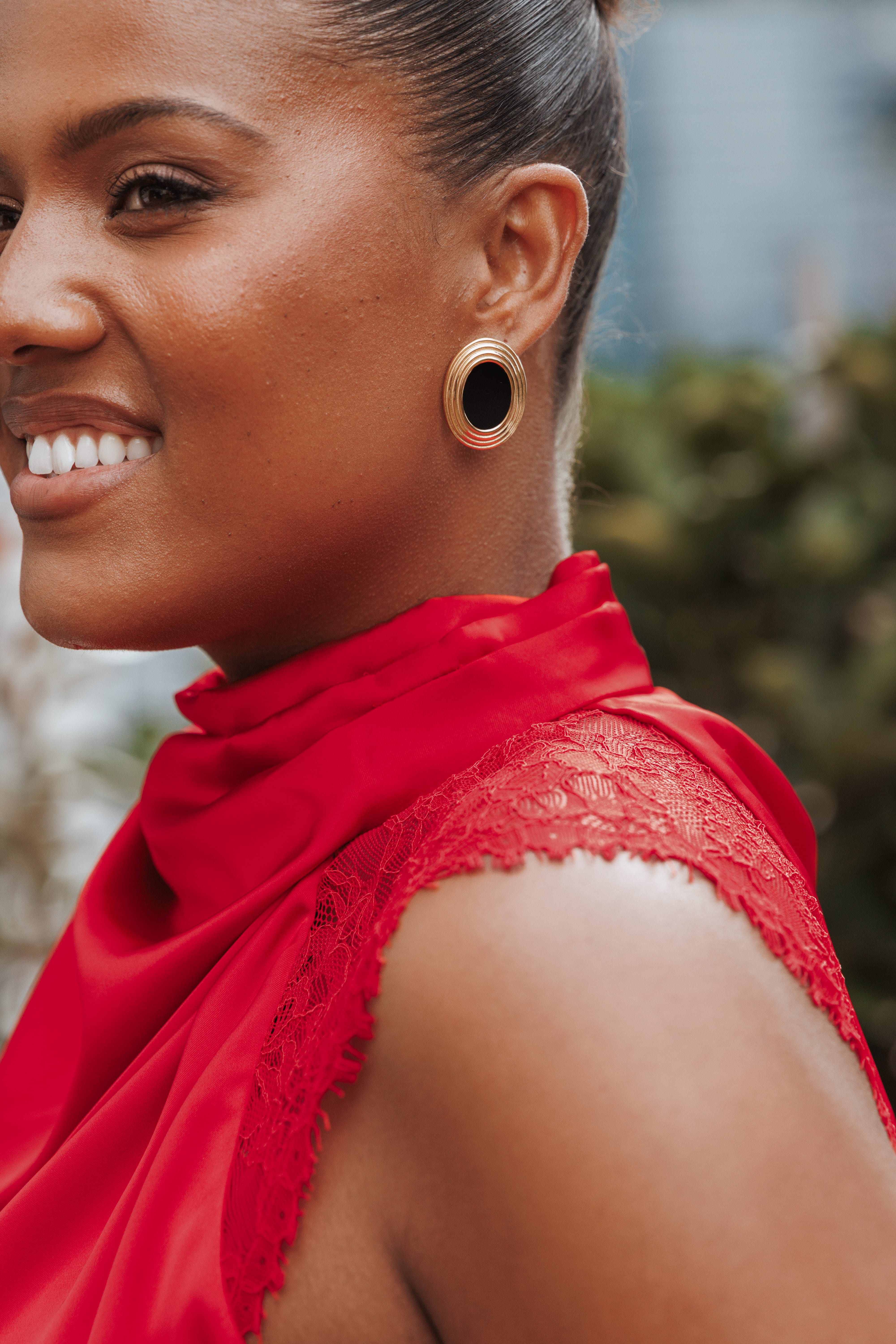 Francine Earrings - Black/Gold