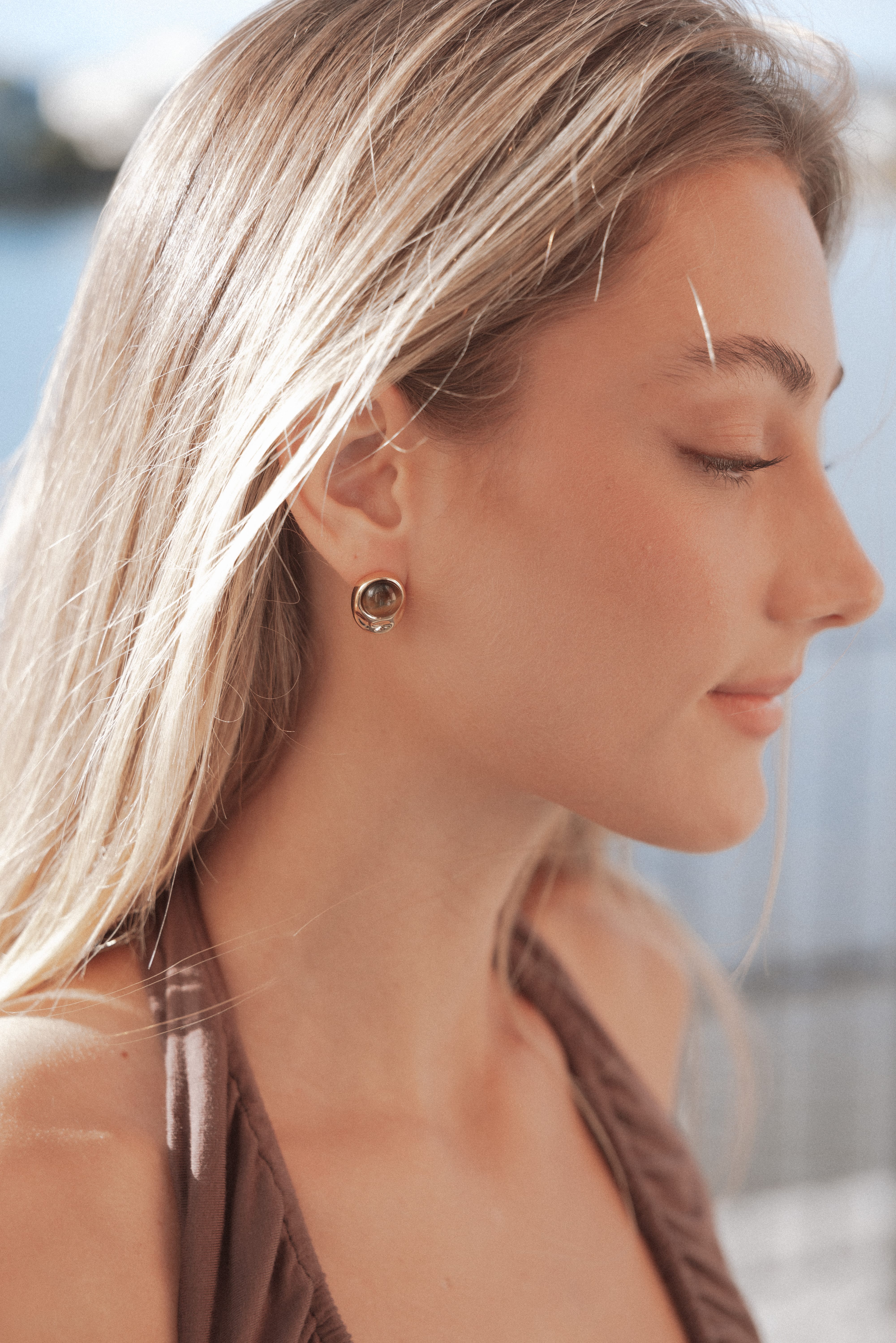 Nova Earrings - Brown/Gold